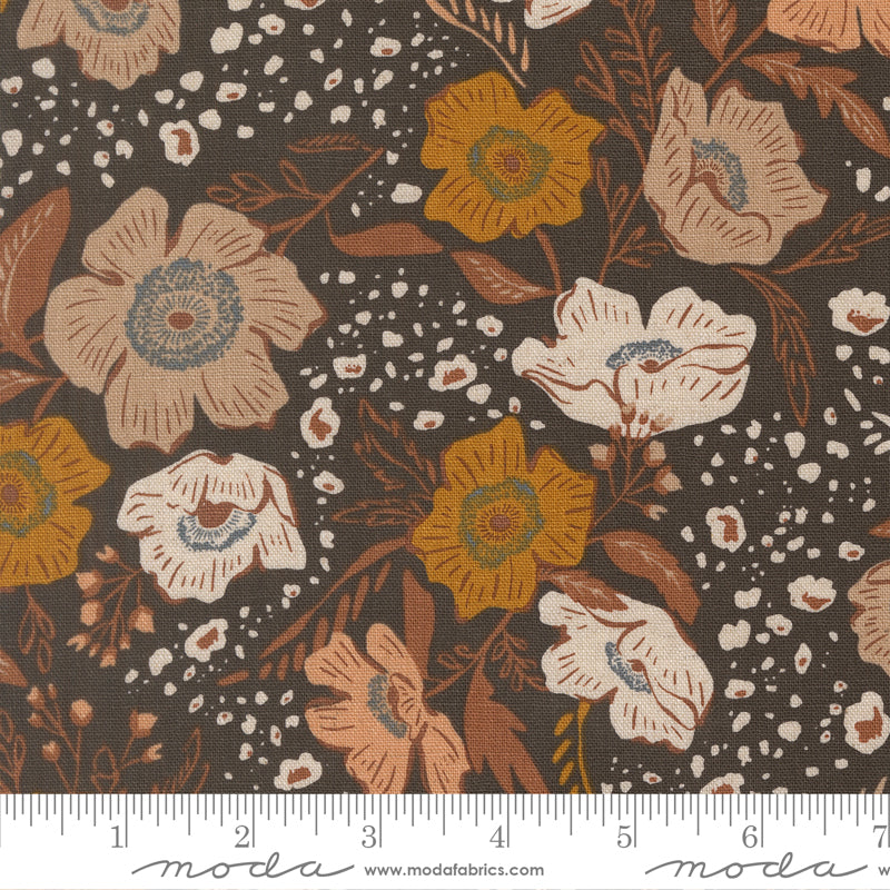 Flora Flourish Mochi Linen in Charcoal