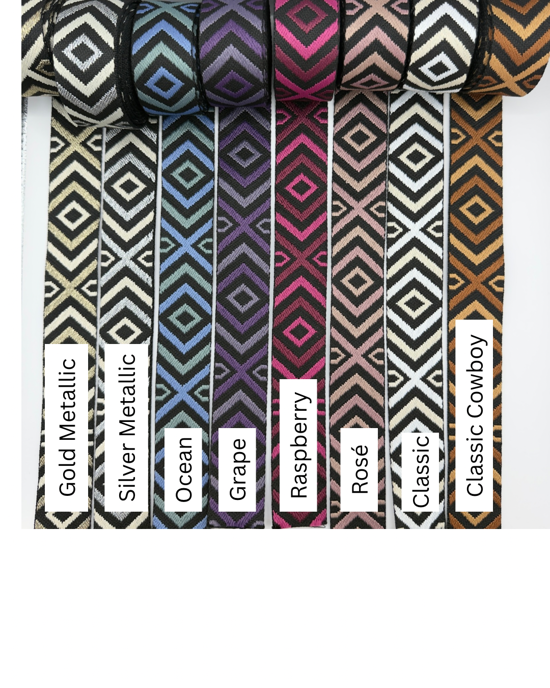 Double Diamond Webbing - Silver Metallic