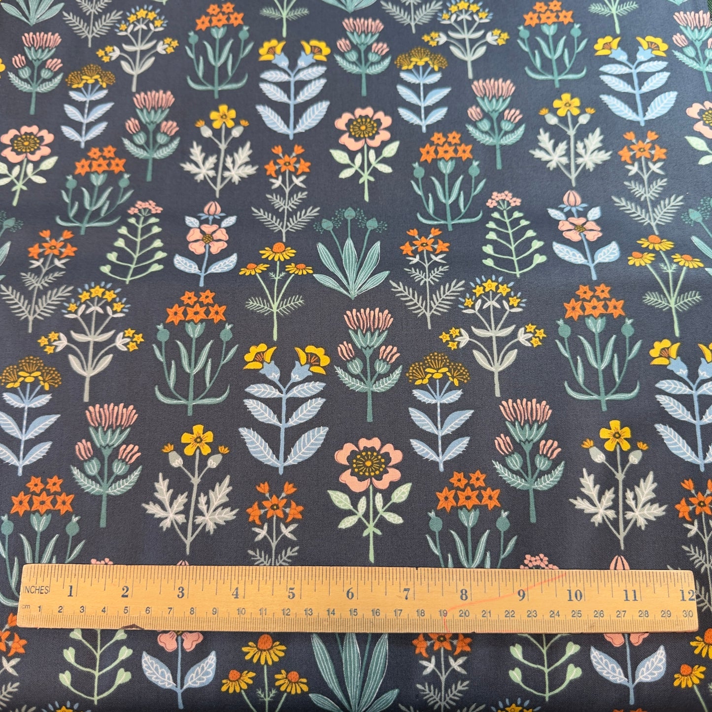 Mojolica Floral on Dark Blue (Sold per yard)