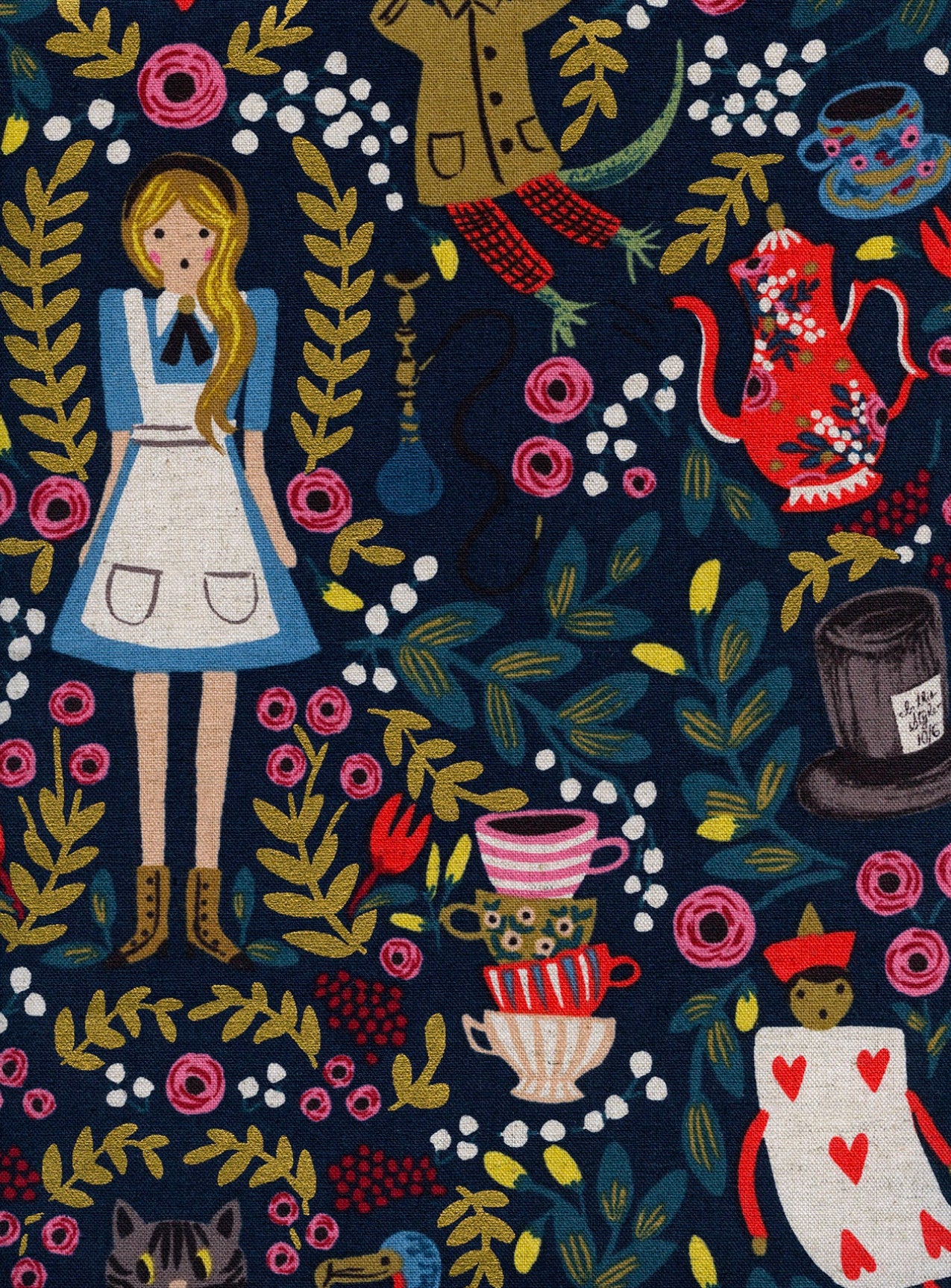 Rifle Paper Co. - Wonderland - Navy Metallic Canvas