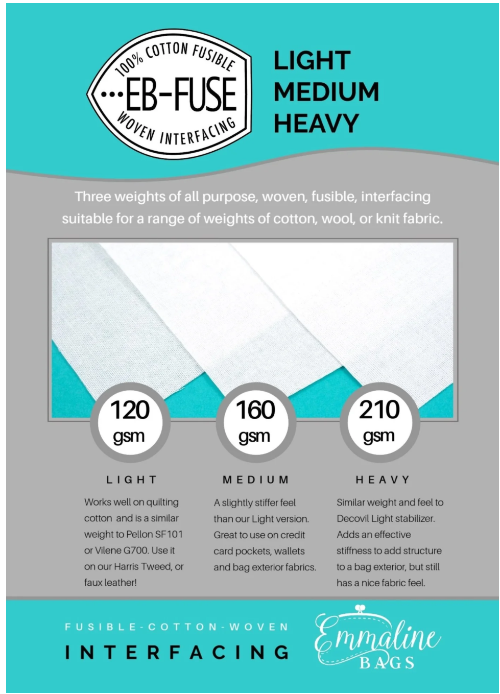 EB-FUSE/Emmaline Fusible Woven Cotton Interfacing