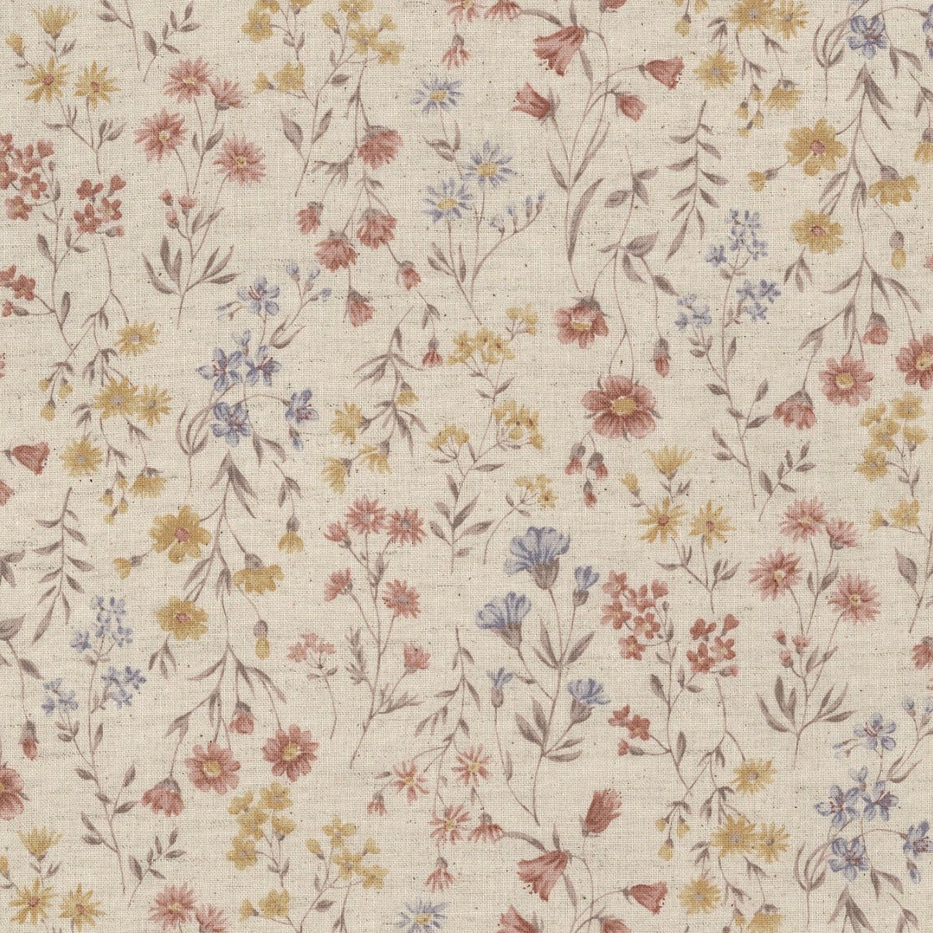 Antique Florals Cotton Linen Sheeting in Soft Pink