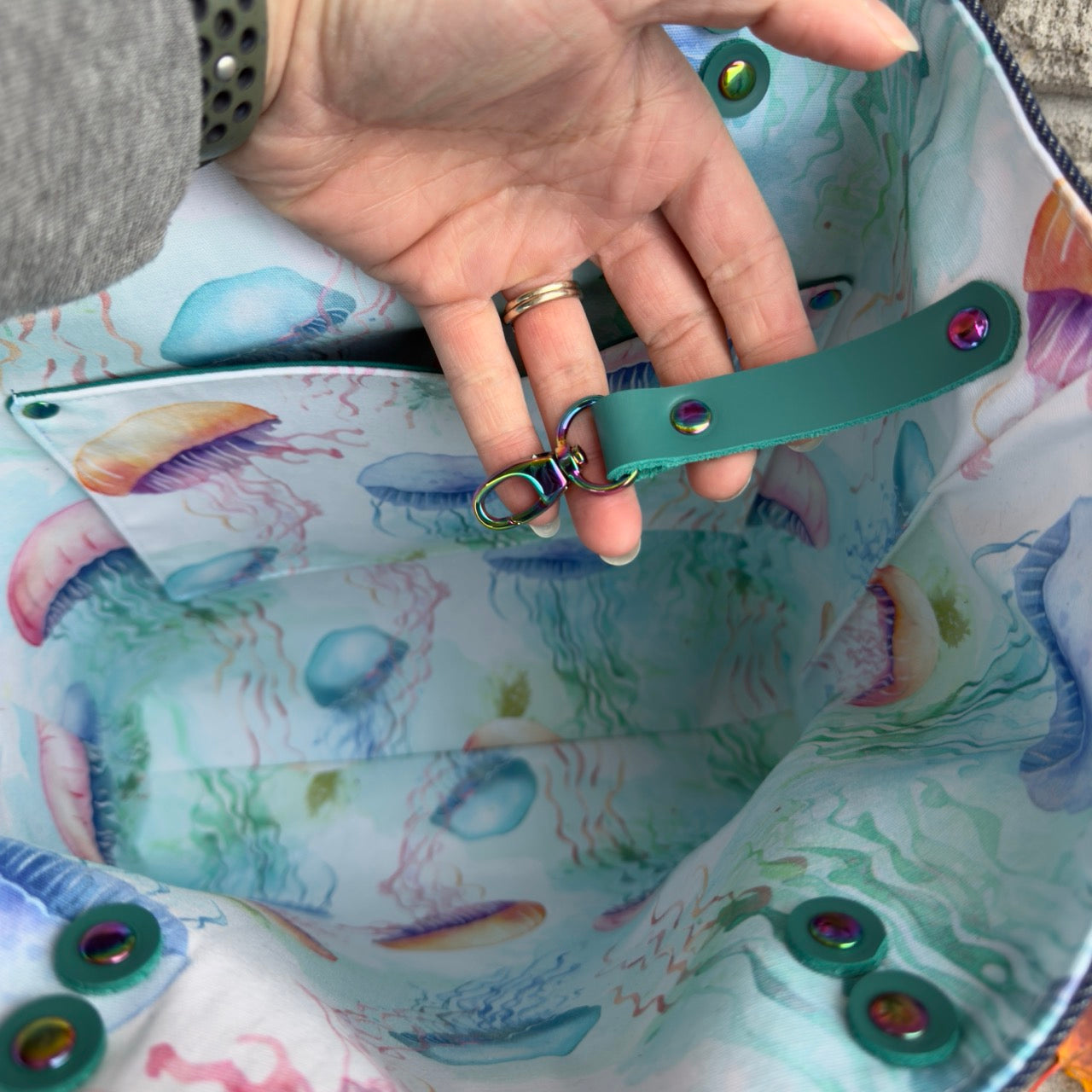 Wool + Wax Tote - Blue Jean Jelly Fish