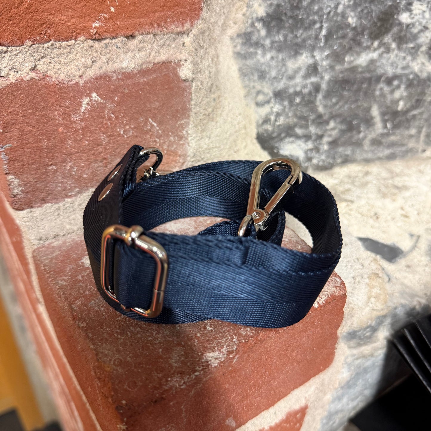 Sac bandoulière - Toile beige avec marine