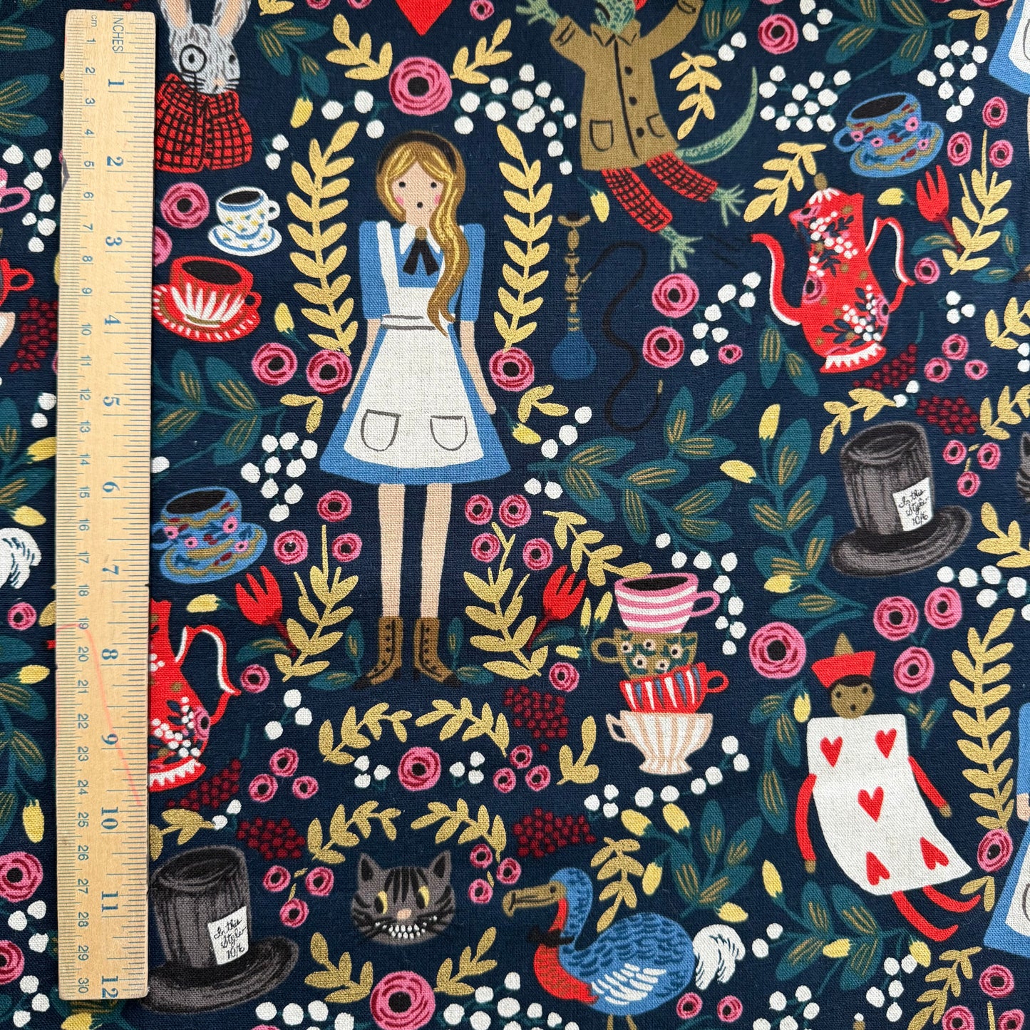 Rifle Paper Co. - Wonderland - Navy Metallic Canvas