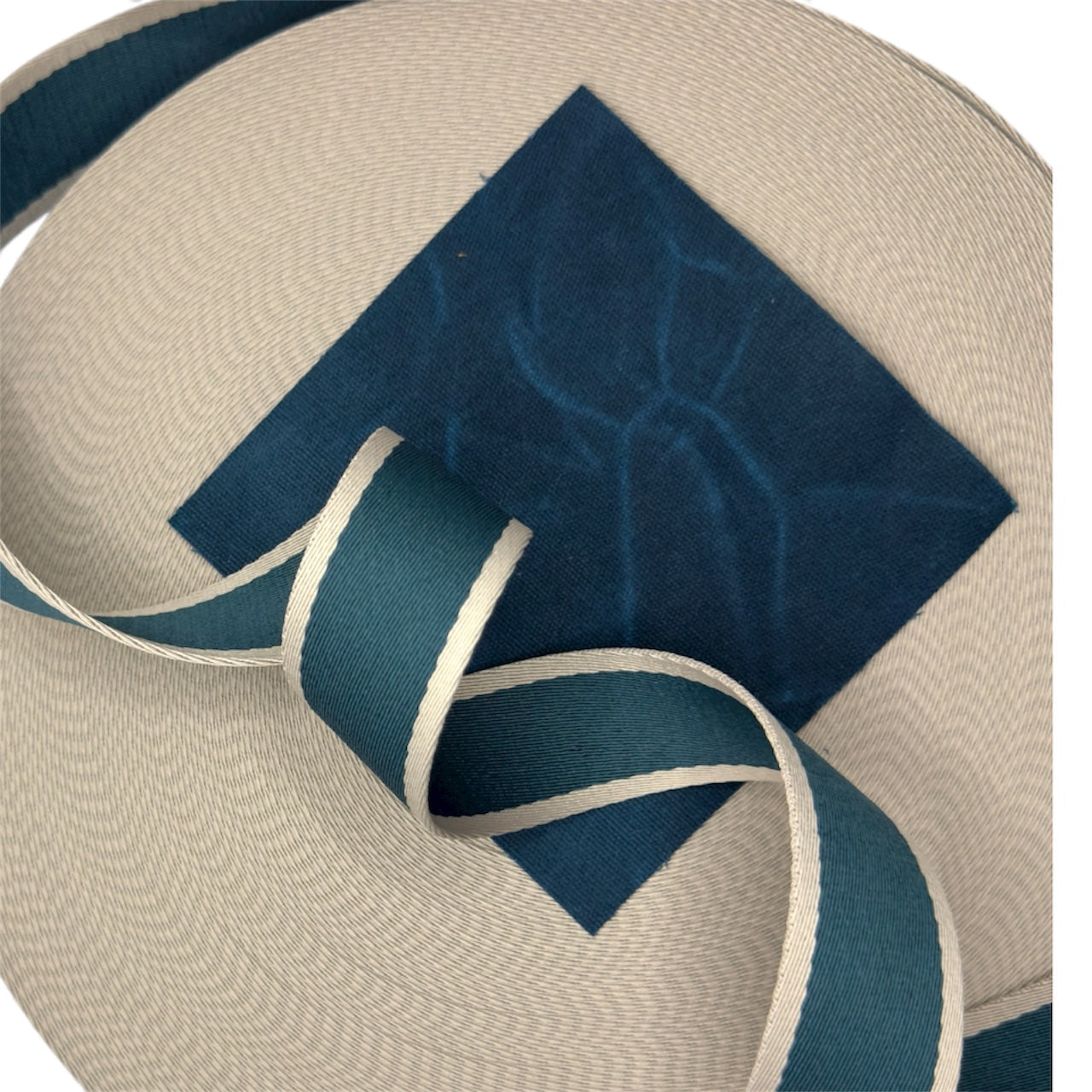 Deep Teal Striped Polyester Webbing