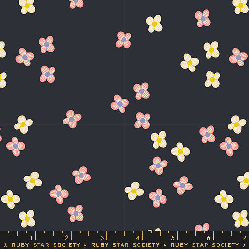 Rêverie florale - Tissu toile bleu brillant non blanchi