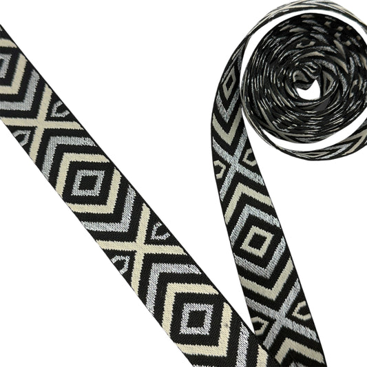 Double Diamond Webbing - Silver Metallic