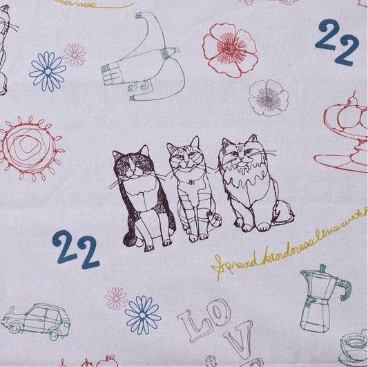 +HAyU Cat Trio Cotton Linen Canvas