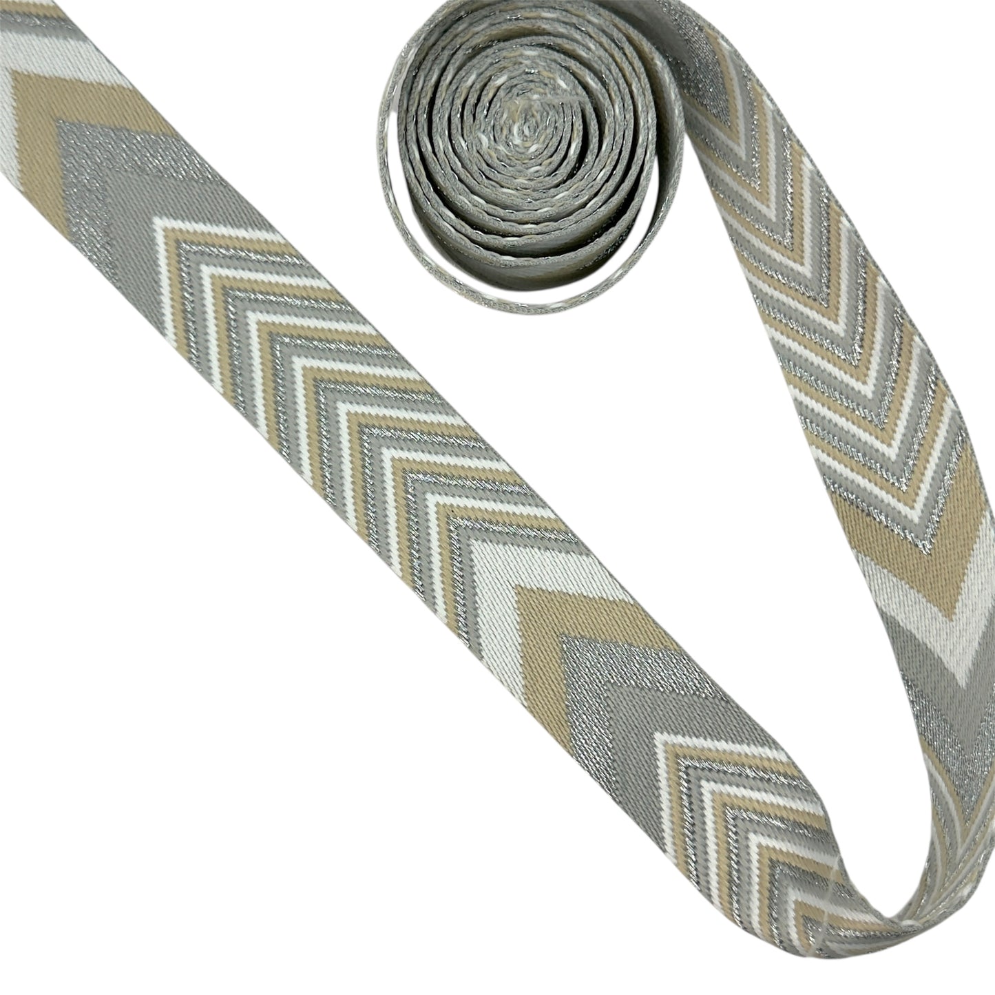 Chevron Webbing - Metallic Silver