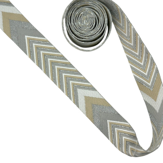 Chevron Webbing - Metallic Silver