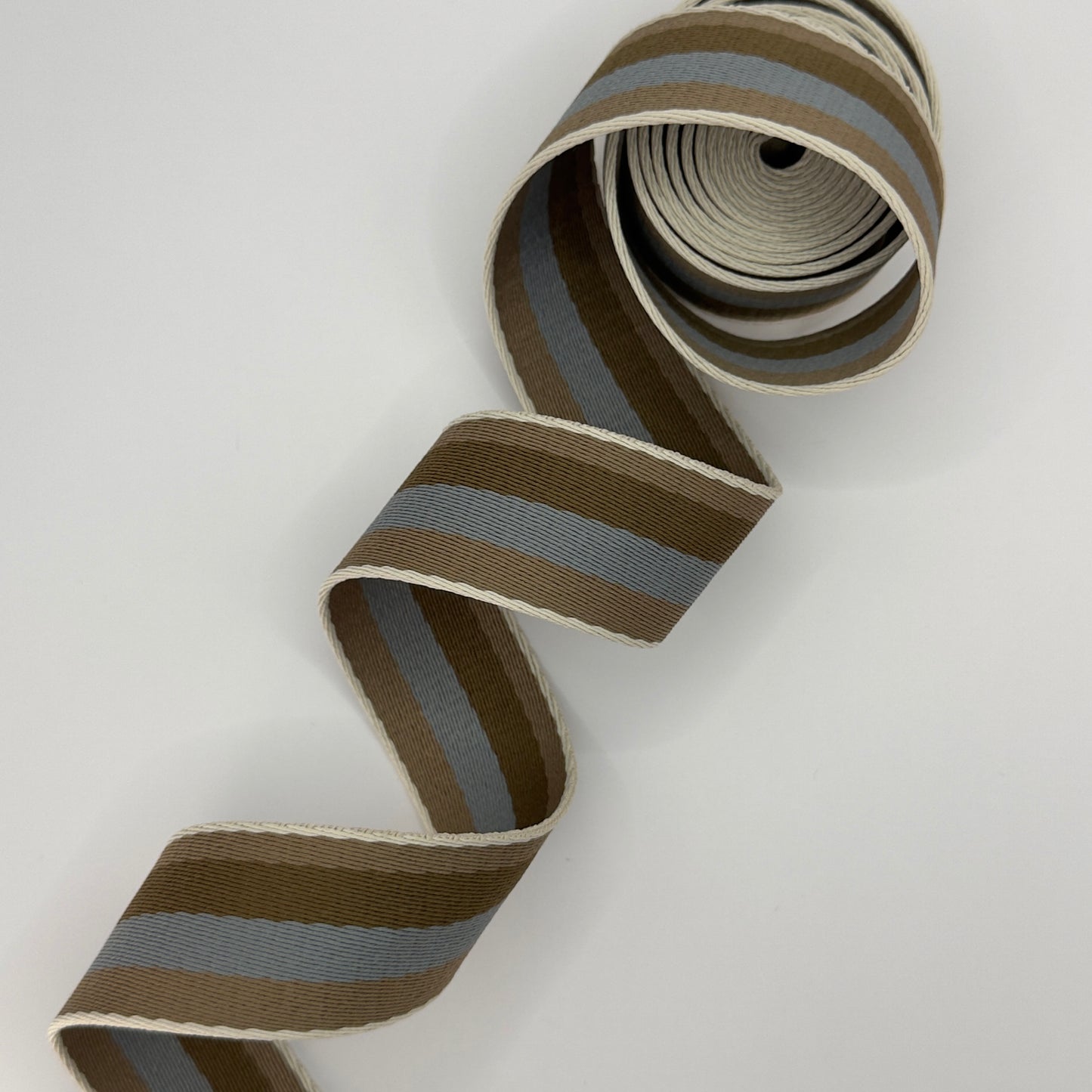 Regency Stripe Webbing - Taupe & Blue