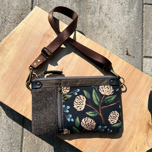 Zippy Crossbody Bag - Navy Floral