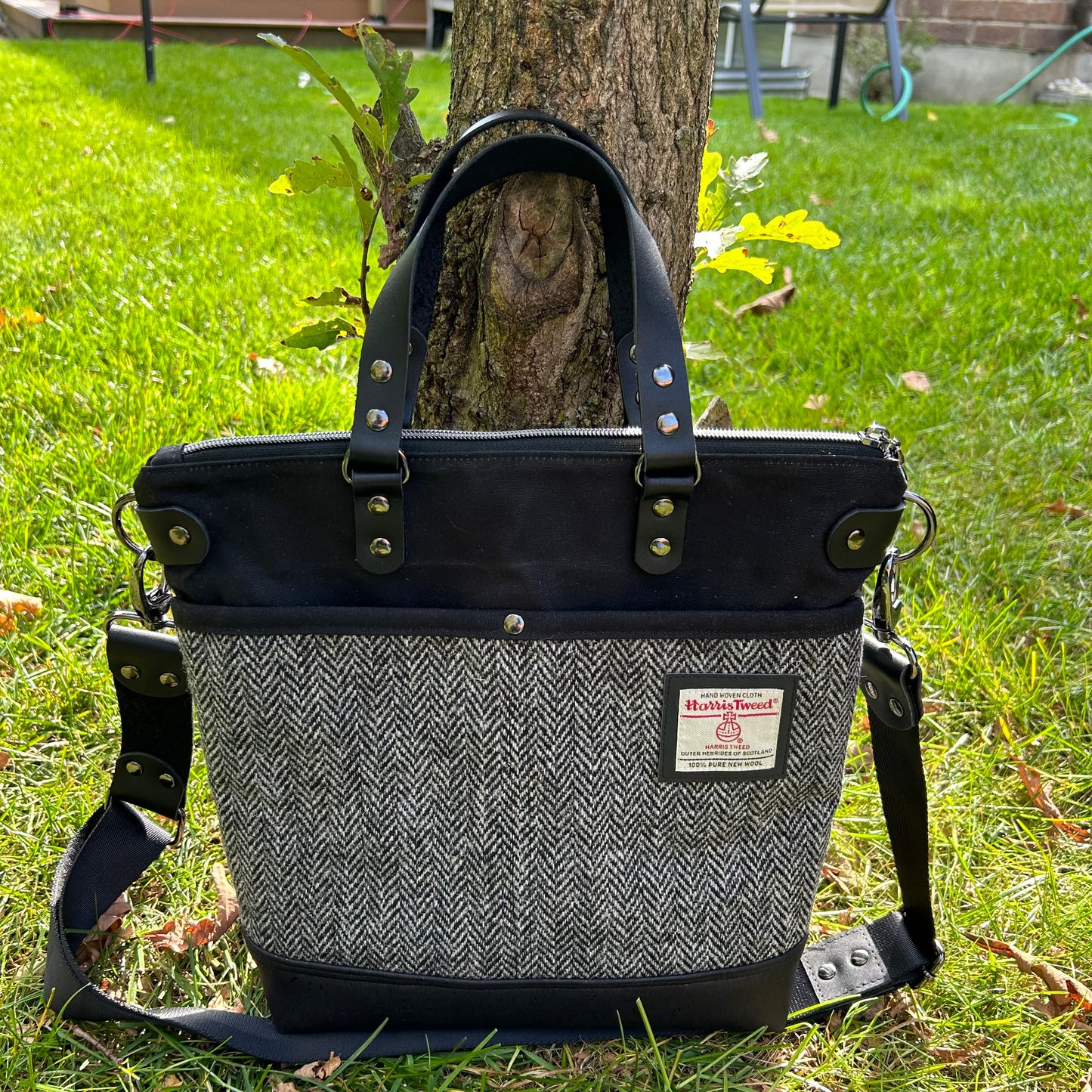 Aberdeen Tote - Black Herringbone