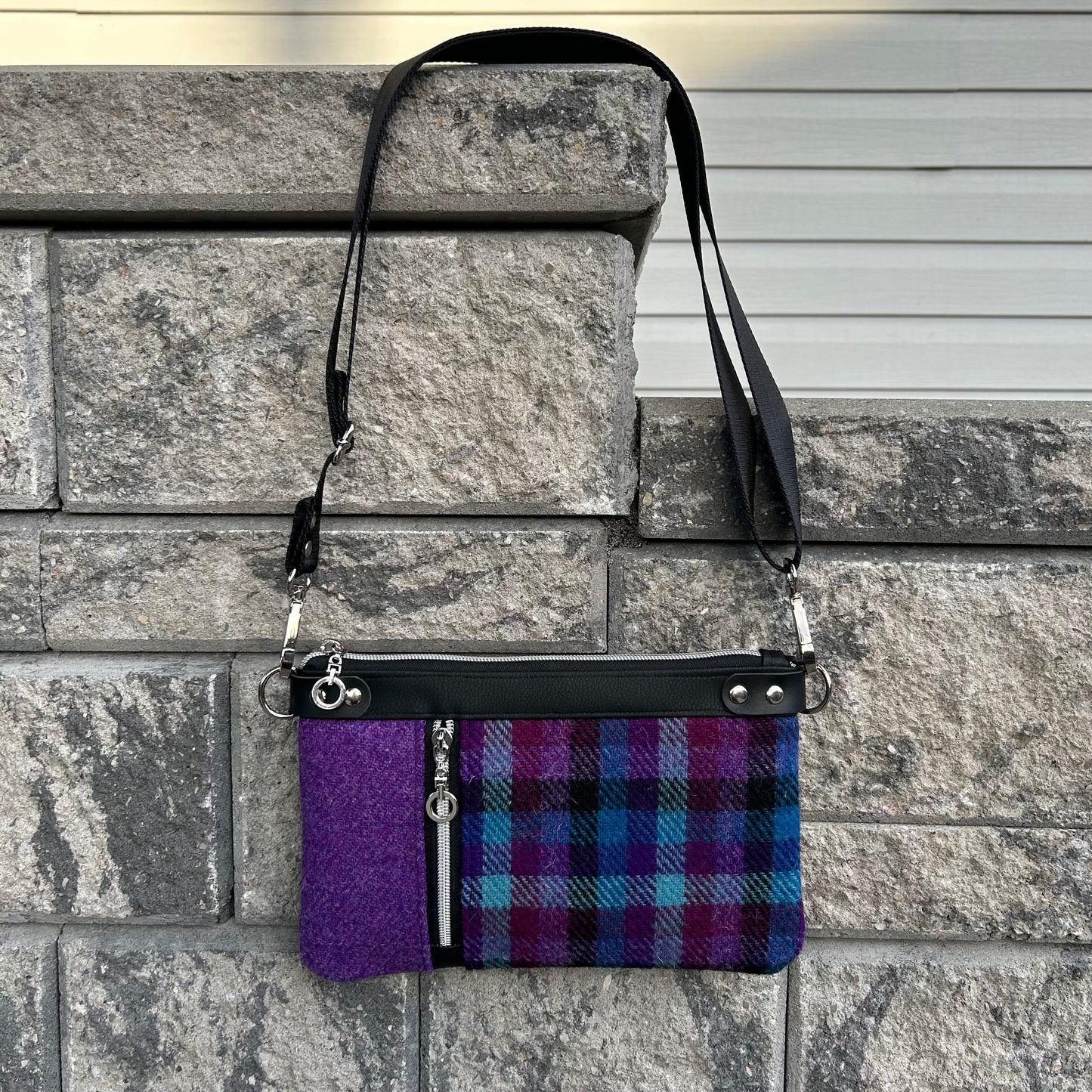 Zippy Crossbody Bag - Purple Plaid