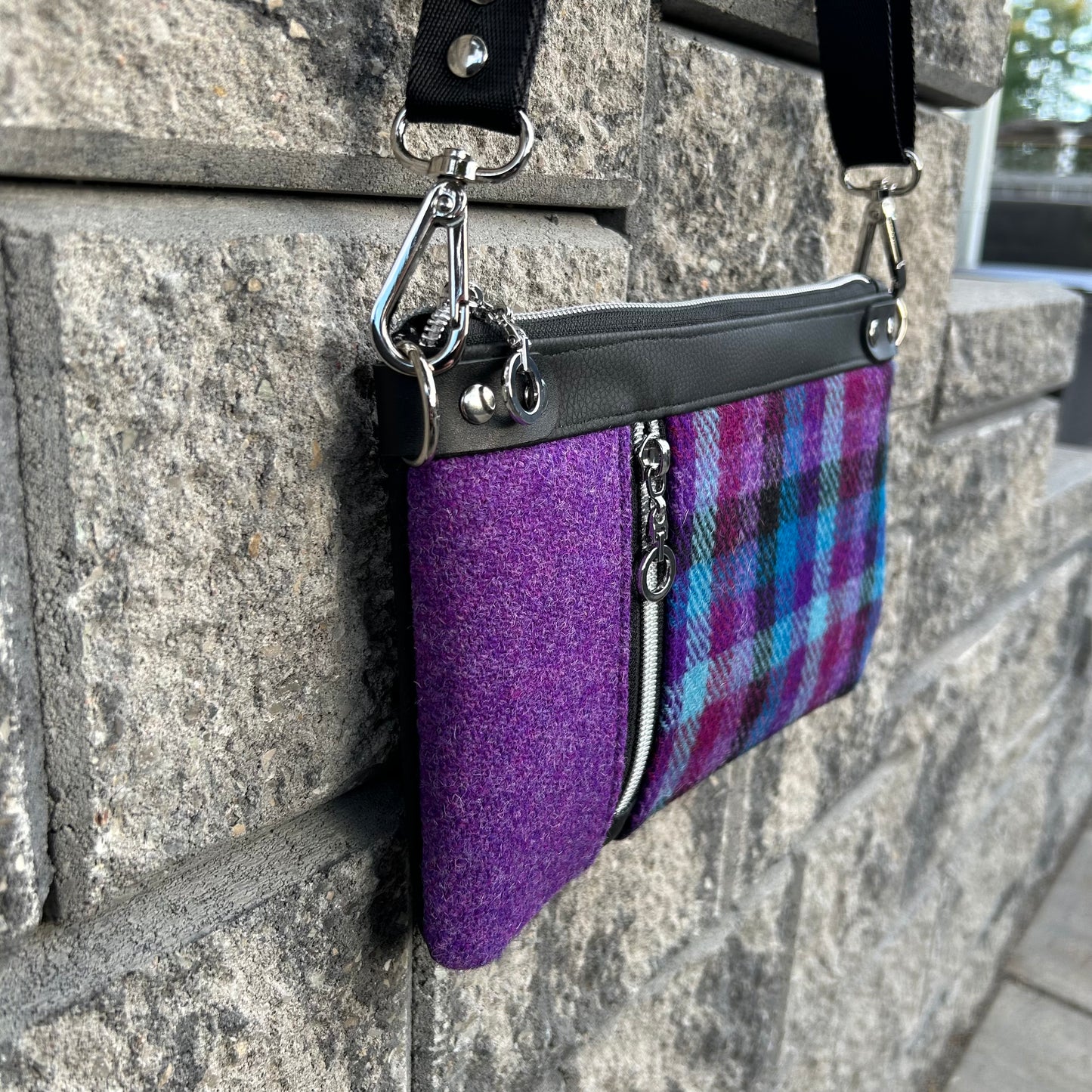 Zippy Crossbody Bag - Purple Plaid