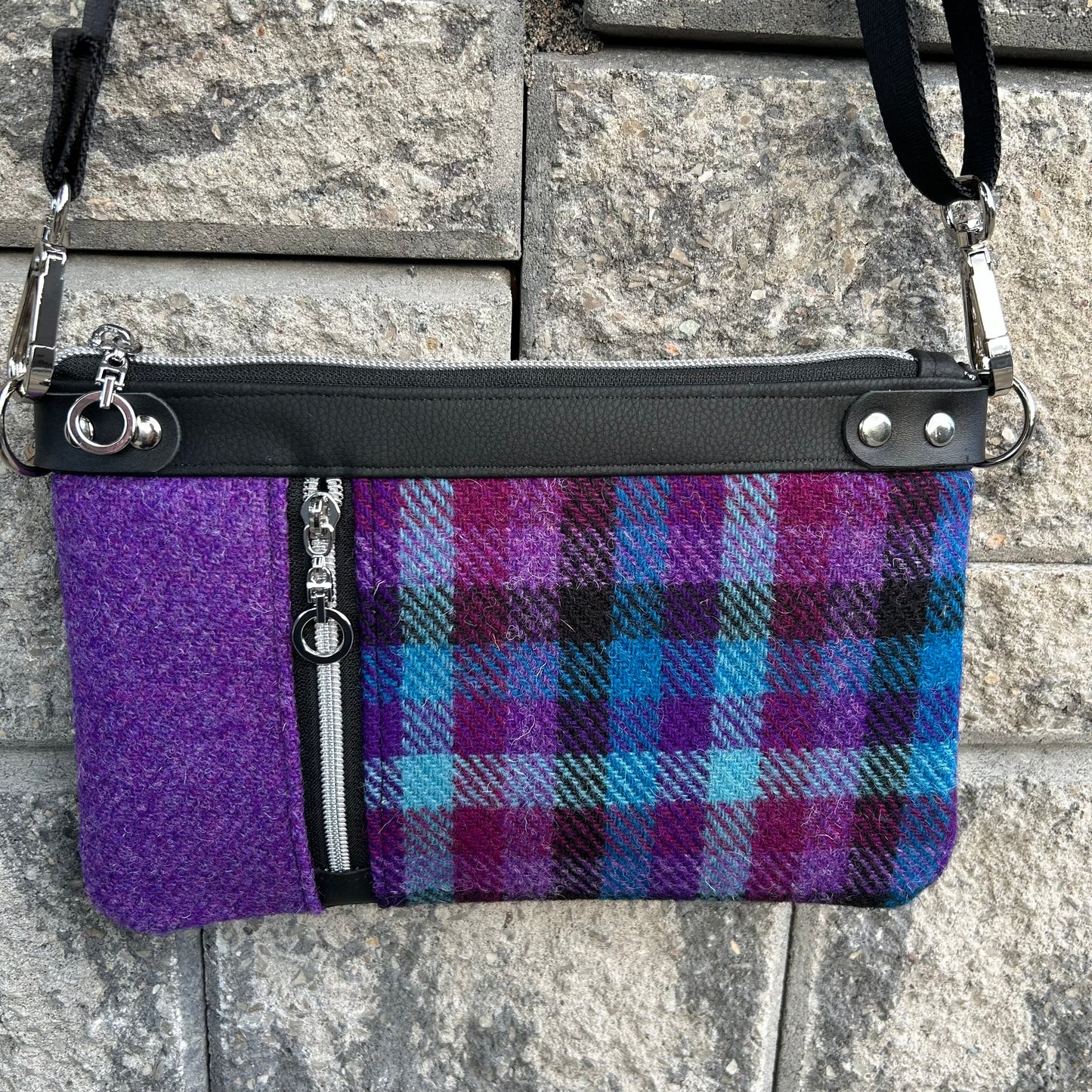 Zippy Crossbody Bag - Purple Plaid