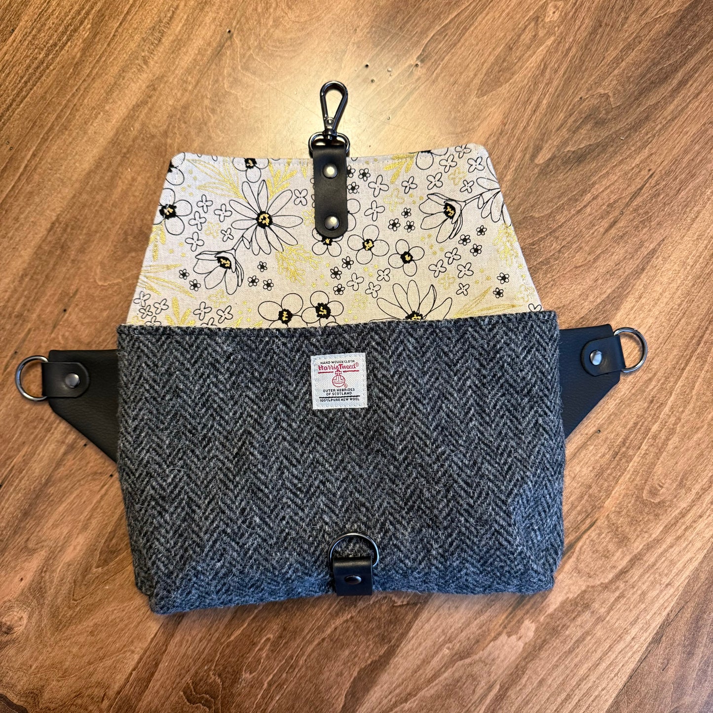 Sac bandoulière - Toile beige avec marine 