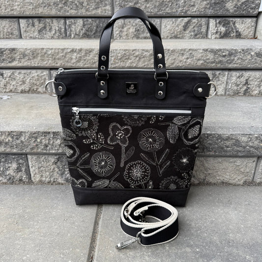 Aberdeen Tote - Black Abstract Floral