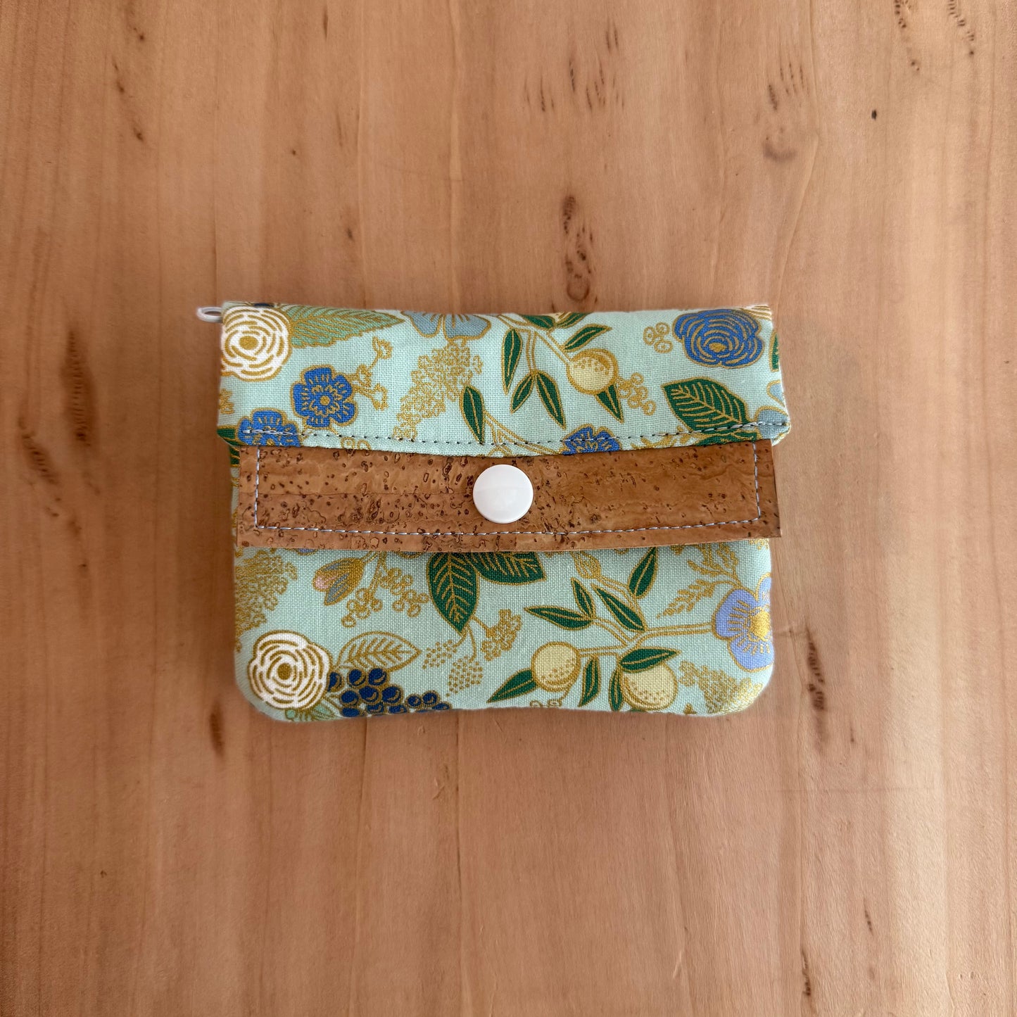 Mini Wallet - Metallic Mint Floral