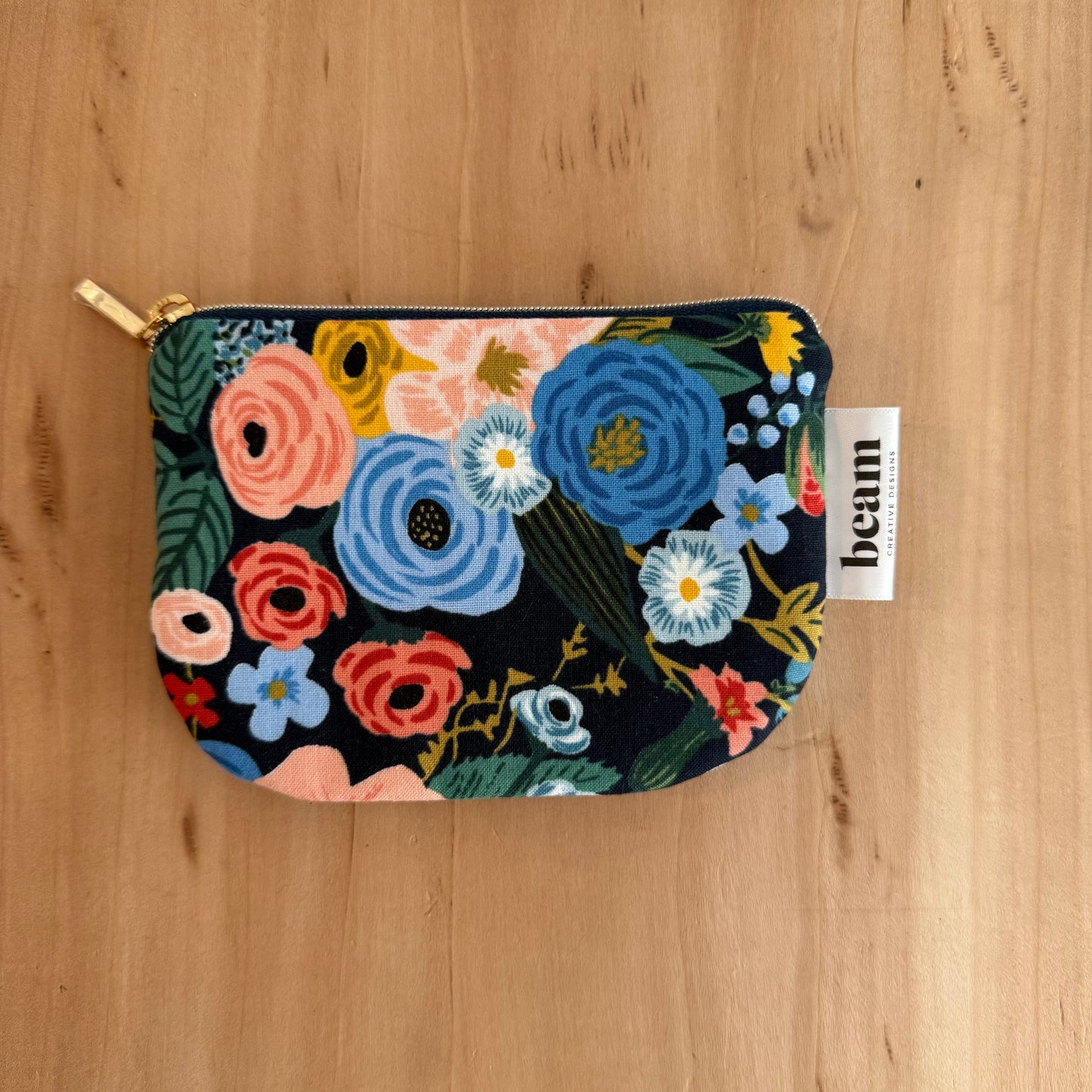 Pochette Sweet Little Coin - Motif floral bleu