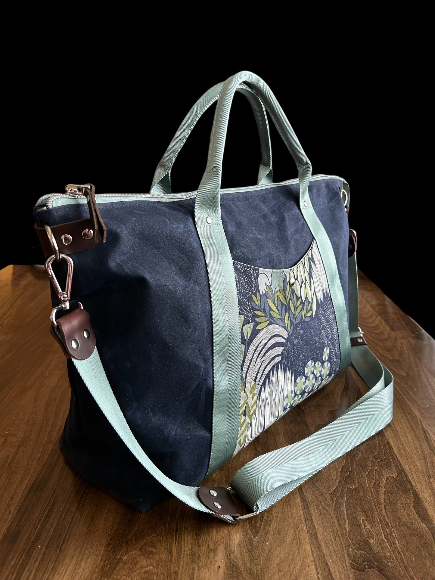 Oxbow Tote, Weekender Bag - Navy Waxed Canvas