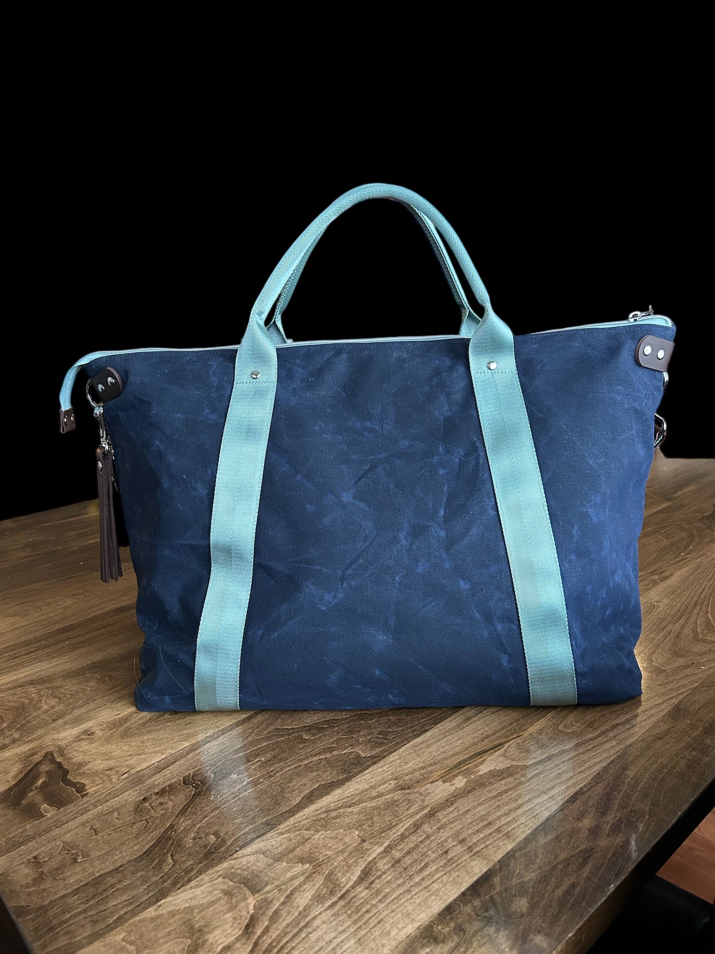 Oxbow Tote, Weekender Bag - Navy Waxed Canvas