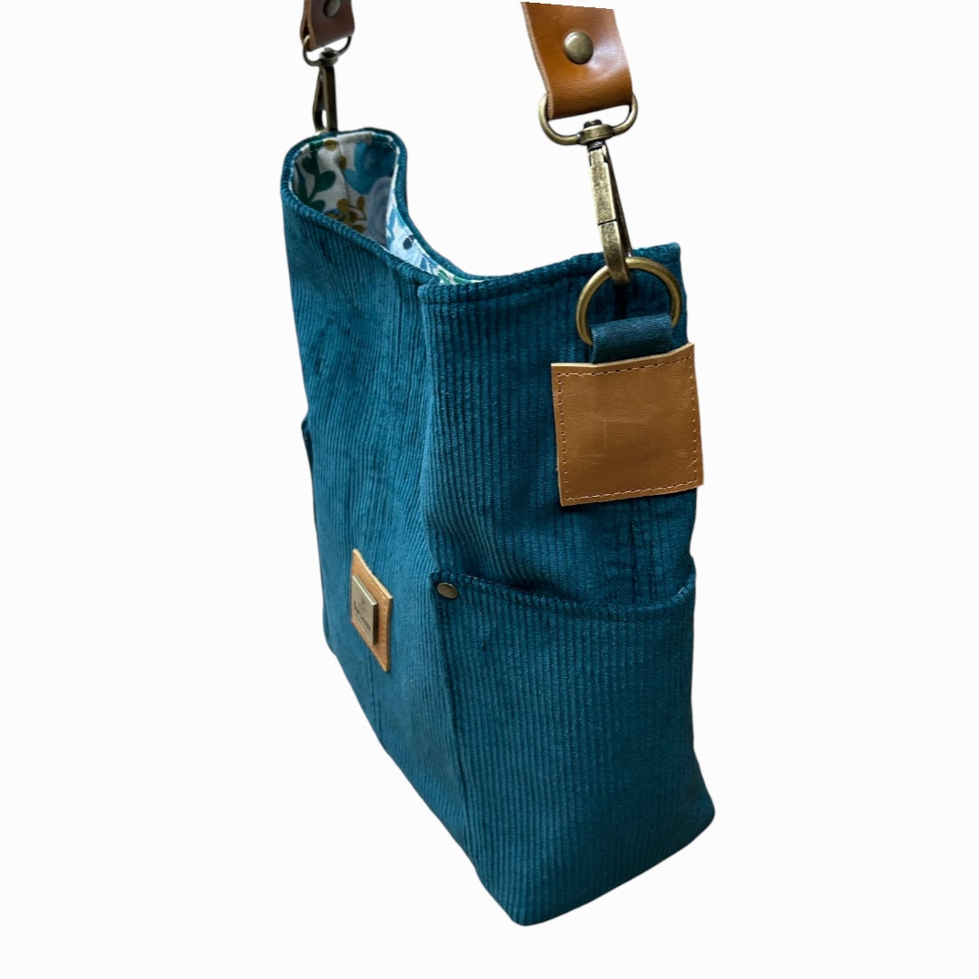 Compass Shoulder Bag - Turquoise Floral