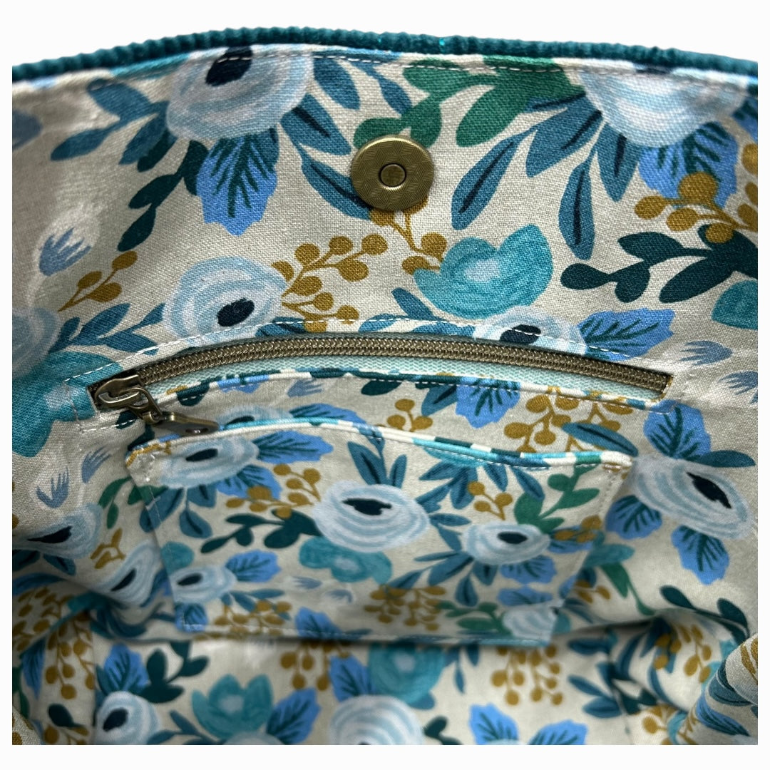 Compass Shoulder Bag - Turquoise Floral