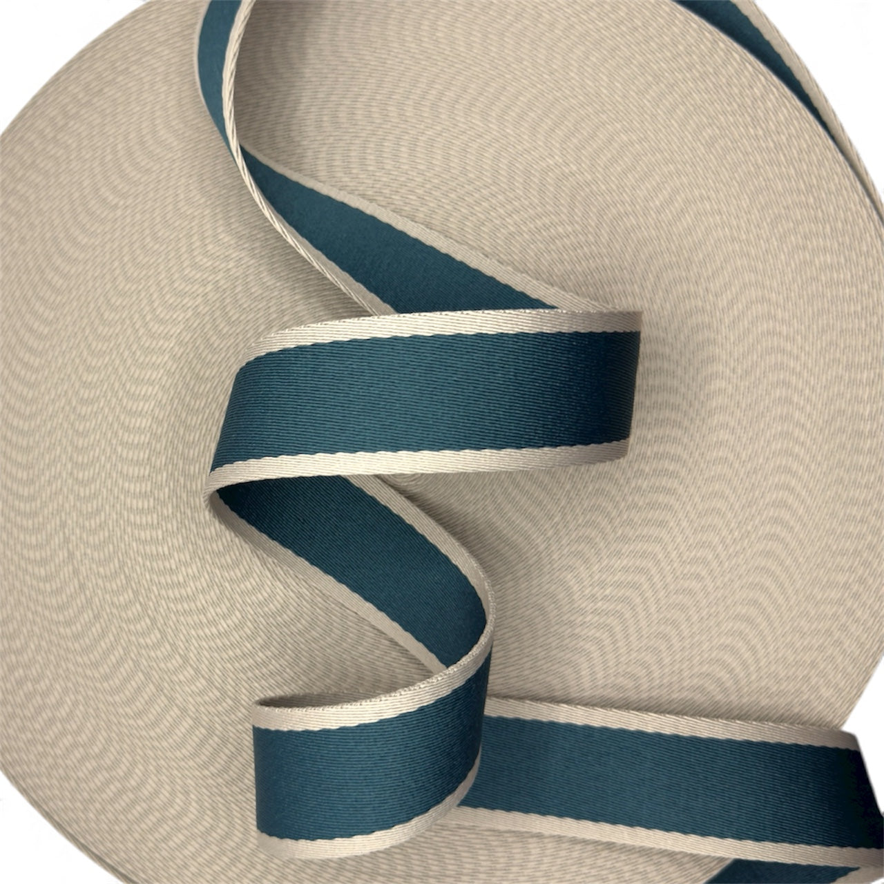 Deep Teal Striped Polyester Webbing