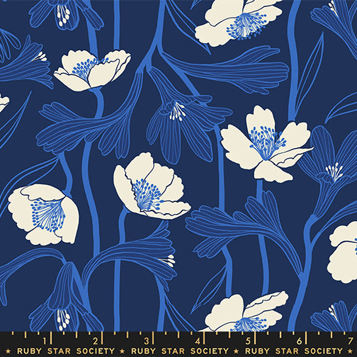 Water by Ruby Star Society - Water Flowers in Navy